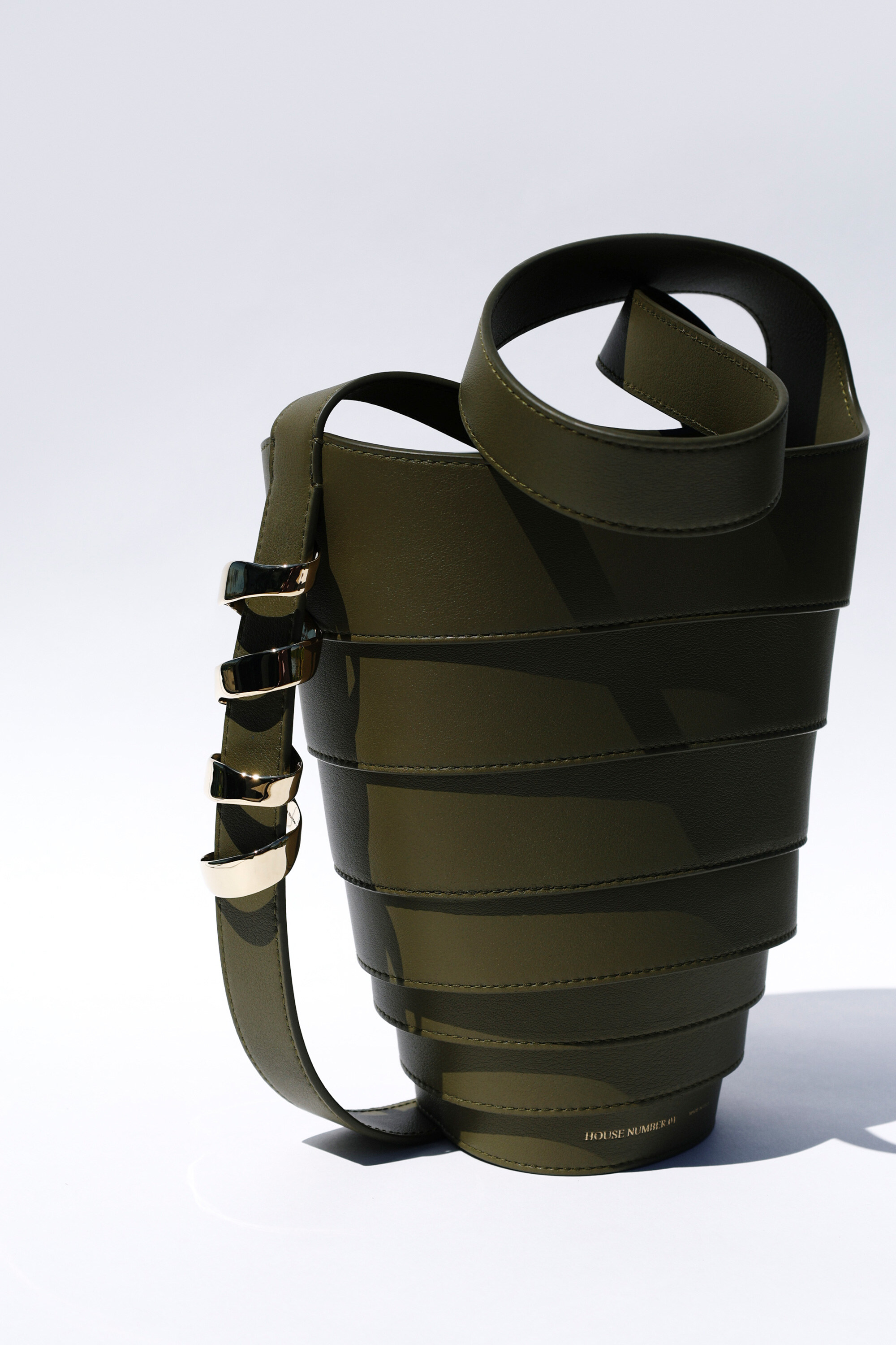 The Spiral Bag in olive leather